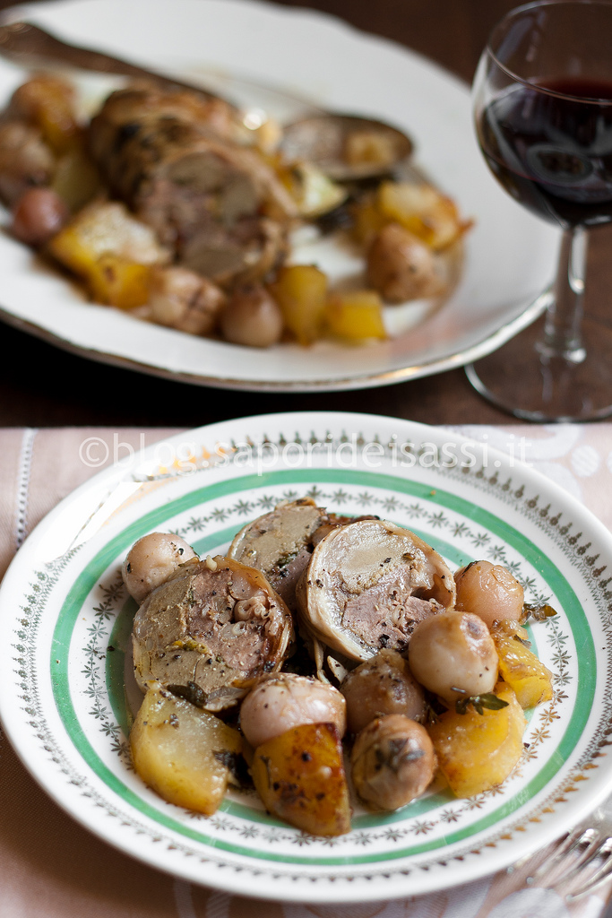 Marro a fette con patate e lampascioni Marro a fette con patate e lampascioni